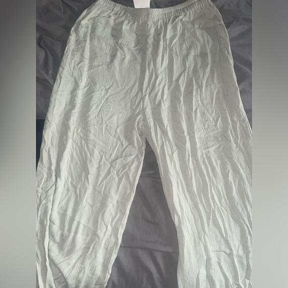 Flowy style green linen pants size L - Picture 5 of 6